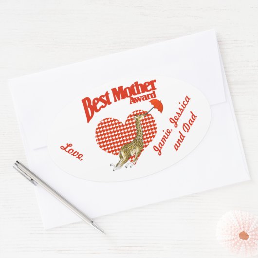Beste moederonderscheiding ovale sticker (Envelop)