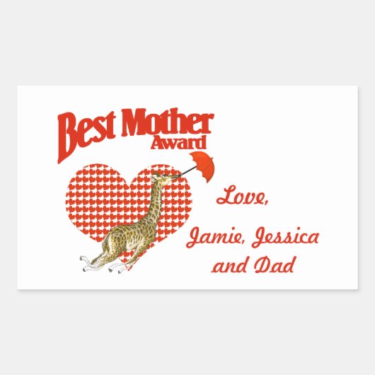 Beste moederonderscheiding rechthoekige sticker (Voorkant)