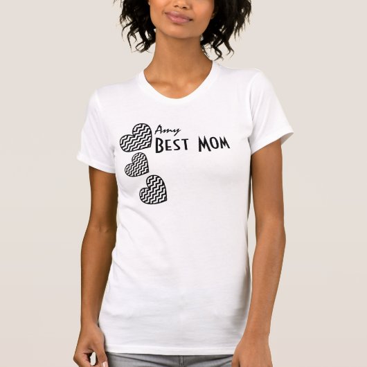 BESTE MOM - Aangepaste naam geveild hart T-shirt (Voorkant)