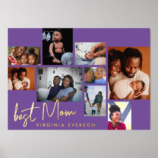 BESTE MOM | Collage MOEDERDAG Multi-FOTO GOLD Folie Afdrukken (Voorkant)
