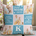 Beste MOM Ever Custom 7 Fotocollage Moederdag Kussen<br><div class="desc">Introductie van het perfecte cadeau voor de beste MAM ooit - een gepersonaliseerd fotocollage kussen! Dit stijlvolle en moderne kussen beschikt over ruimte voor 5 speciale afbeeldingen, waardoor een uniek en sentimenteel cadeau wordt gecreëerd dat elke moeder zou aanbidden. Met de ruimtes om een gepersonaliseerd monogram initiaal en naam toe...</div>