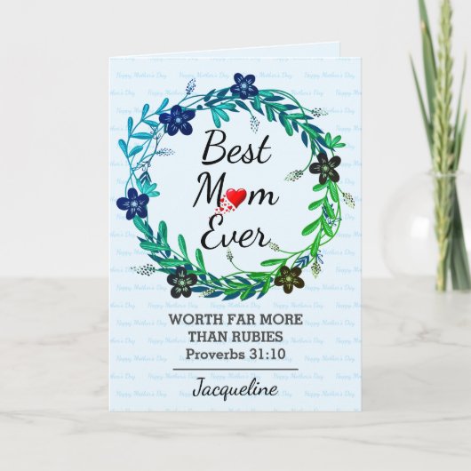BESTE MOM EVER PROV 31 Floral Moederdag BLUE Kaart (Voorkant)