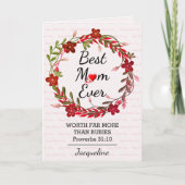 BESTE MOM EVER Prov 31 Floral Moederdag RED Kaart (Voorkant)