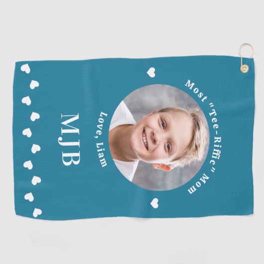 Beste MOM Golfer aangepaste foto gepersonaliseerd  Golfhanddoek (Horizontaal)