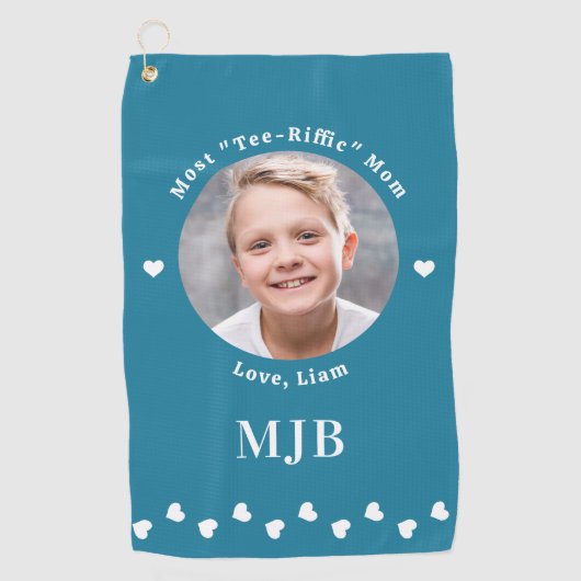 Beste MOM Golfer aangepaste foto gepersonaliseerd  Golfhanddoek (Voorkant)