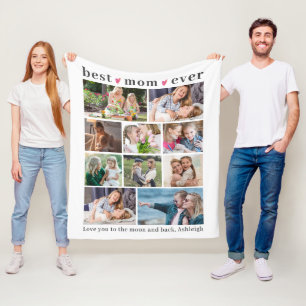 BESTE MOM OOIT 10 Fotocollage Harten Custom Fleece Deken