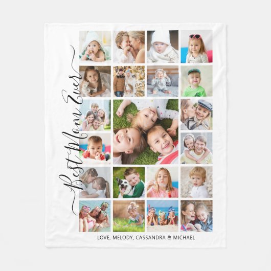 BESTE MOM OOIT 21 Fotocollage Script Keepsake Fleece Deken (Voorkant)