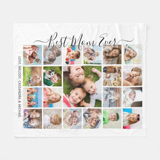 BESTE MOM OOIT 21 Fotocollage Script Keepsake Fleece Deken (Voorkant (Horizontaal))
