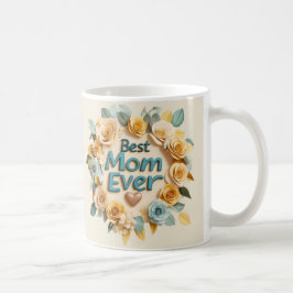 BESTE MOM OOIT - Bloemen 3D Geel en Groen Koffiemok