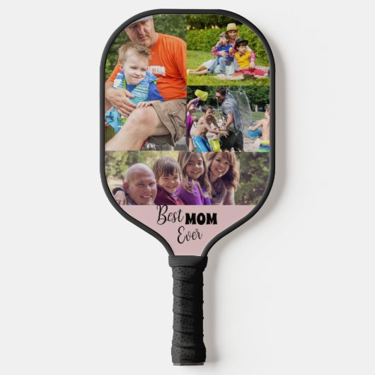 Beste MOM ooit Fotosjabloon Blush Pink Pickleball Paddle (Voorkant)