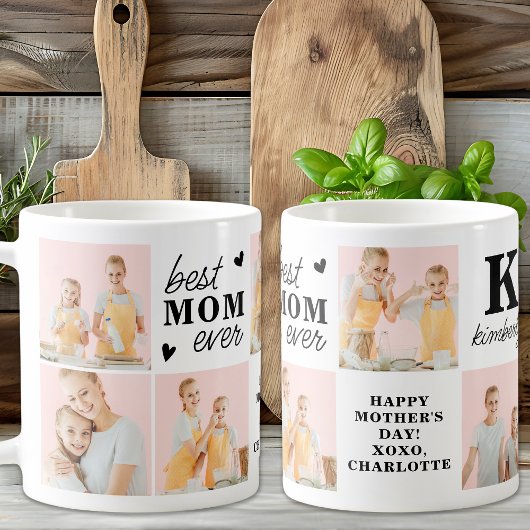 Beste MOM Ooit Gepersonaliseerde Monogram 7 Foto Koffiemok