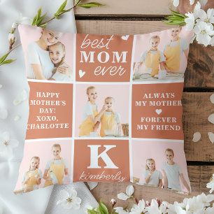 Beste MOM ooit gepersonaliseerde Monogram fotocoll Kussen