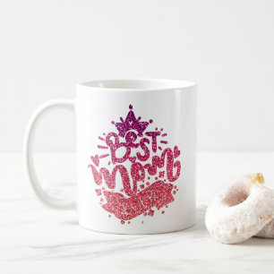 BESTE MOM OOIT GLITTER CUSTOM TYPOGRAPHY KOFFIEMOK