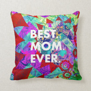 BESTE MOM OOIT kleurrijke Abstracte Moederdagen Kussen
