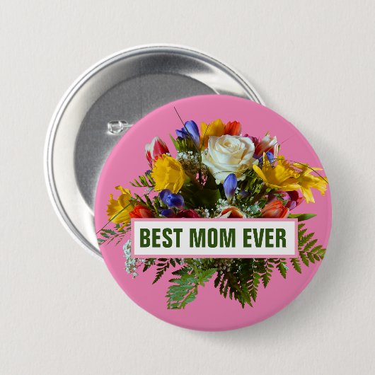 BESTE MOM OOIT MOEDERDAG GIFT RONDE BUTTON 7,6 CM (Voorkant /achterkant)