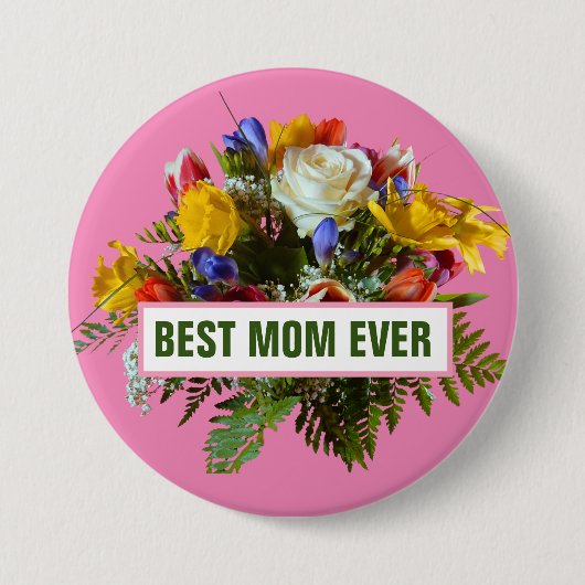 BESTE MOM OOIT MOEDERDAG GIFT RONDE BUTTON 7,6 CM (Voorkant)