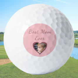 Beste Mom Pink Hearts Custom Kinder Foto Golfballen