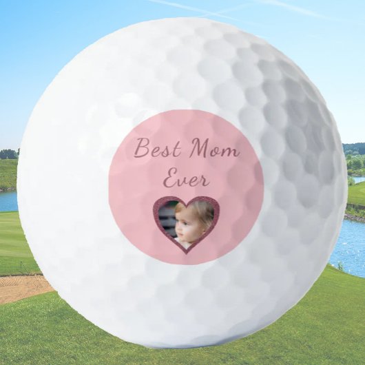 Beste Mom Pink Hearts Custom Kinder Foto Golfballen