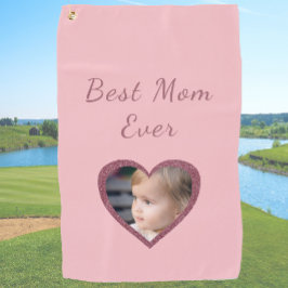 Beste Mom Pink Hearts Custom Kinder Foto Golfhanddoek