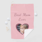 Beste Mom Pink Hearts Custom Kinder Foto Golfhanddoek (Insitu)