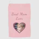 Beste Mom Pink Hearts Custom Kinder Foto Golfhanddoek (Voorkant)