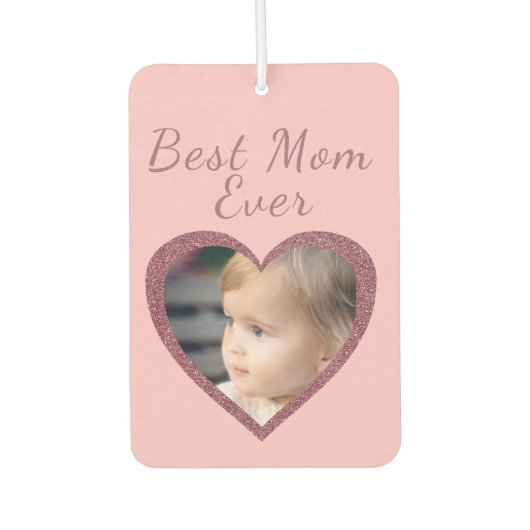 Beste Mom Pink Hearts Custom Kinder Foto Luchtverfrisser (Voorkant)
