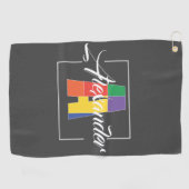 Beste monogram initiaal gekleurde letter A grijs Golfhanddoek (Horizontaal)