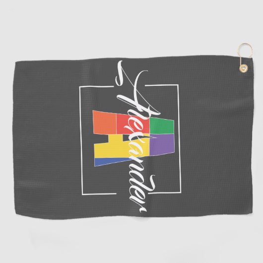 Beste monogram initiaal gekleurde letter A grijs Golfhanddoek (Horizontaal)