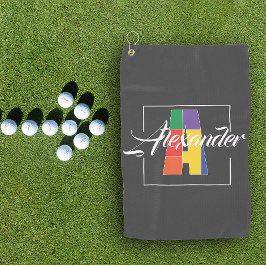 Beste monogram initiaal gekleurde letter A grijs Golfhanddoek