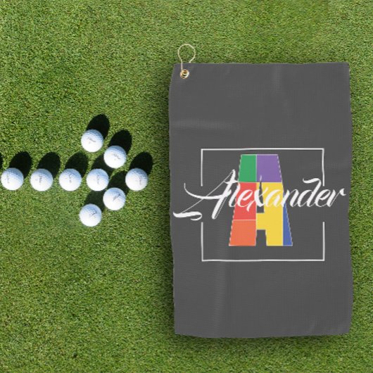 Beste monogram initiaal gekleurde letter A grijs Golfhanddoek