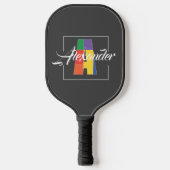 Beste monogram initiaal gekleurde letter A grijs Pickleball Paddle (Voorkant)