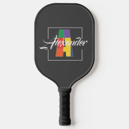 Beste monogram initiaal gekleurde letter A grijs Pickleball Paddle