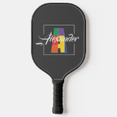 Beste monogram initiaal gekleurde letter A grijs Pickleball Paddle (Achterkant)