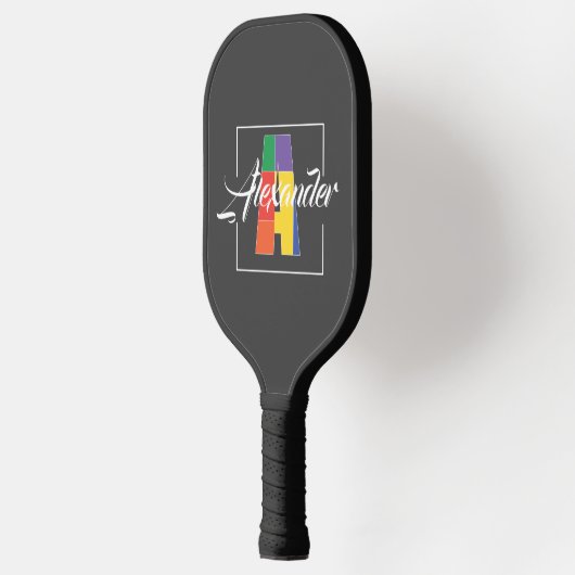 Beste monogram initiaal gekleurde letter A grijs Pickleball Paddle (Links)