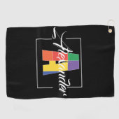 Beste monogram initiaal gekleurde letter A zwart Golfhanddoek (Horizontaal)