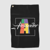 Beste monogram initiaal gekleurde letter A zwart Golfhanddoek (Voorkant)