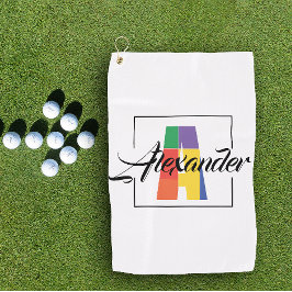 Beste monogram initiaal gekleurde letter Een golfh Golfhanddoek