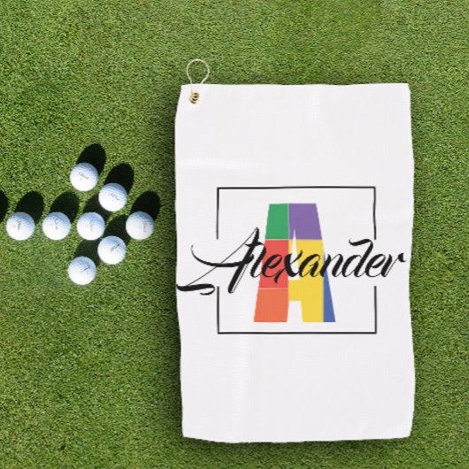 Beste monogram initiaal gekleurde letter Een golfh Golfhanddoek