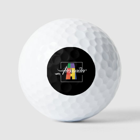 Beste monogram initiaal gekleurde letter zwart golfballen (Voorkant)