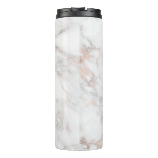 Beste Monogram Roos Goud Wit Marmer Sjabloon Thermosbeker (Achterkant)