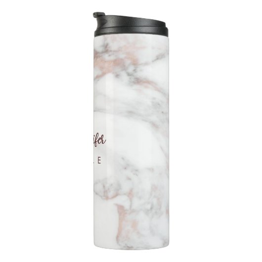 Beste Monogram Roos Goud Wit Marmer Sjabloon Thermosbeker (Geroteerd rechts)