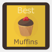 Beste Muffins Behandellabel Vierkante Sticker (Voorkant)