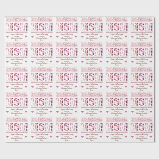 Beste Mum Ever Moederdag Naam Tekst Gepersonalisee Cadeaupapier (Vlak)