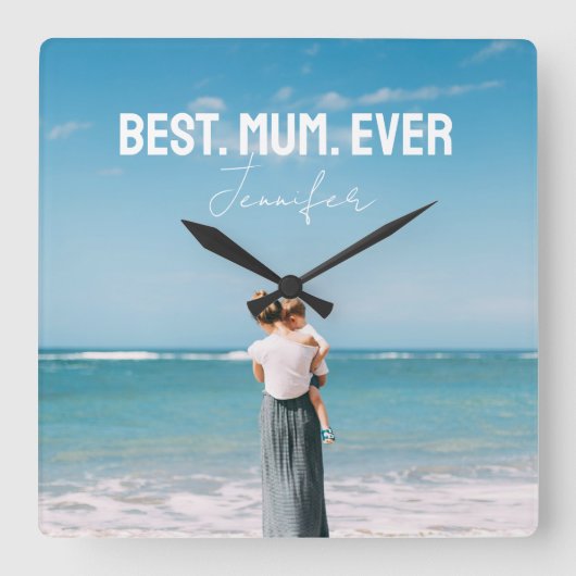 Beste MuM ooit foto Vierkante Klok (Voorkant)