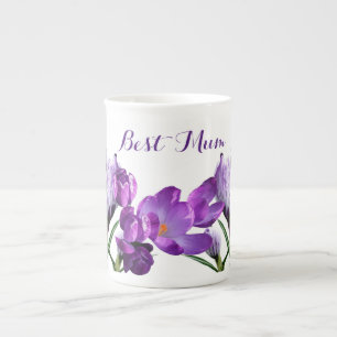 Beste Mum paarse krokusbloem stijlvol plezier Porselein Kop