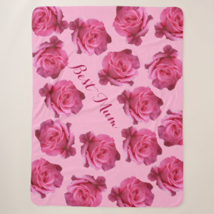 Beste Mum roze rozen floral Moederdag fun Sherpa Deken