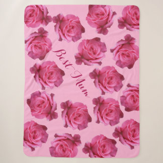 Beste Mum roze rozen floral Moederdag fun Sherpa Deken
