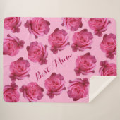 Beste Mum  roze rozen floral Moederdag fun Sherpa Deken (Voorkant (horizontaal))