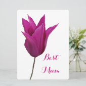 Beste Mum  roze tulp eenvoudige floral elegant Feestdagenkaart (Staand voorkant)