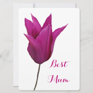 Beste Mum  roze tulp eenvoudige floral elegant Feestdagenkaart